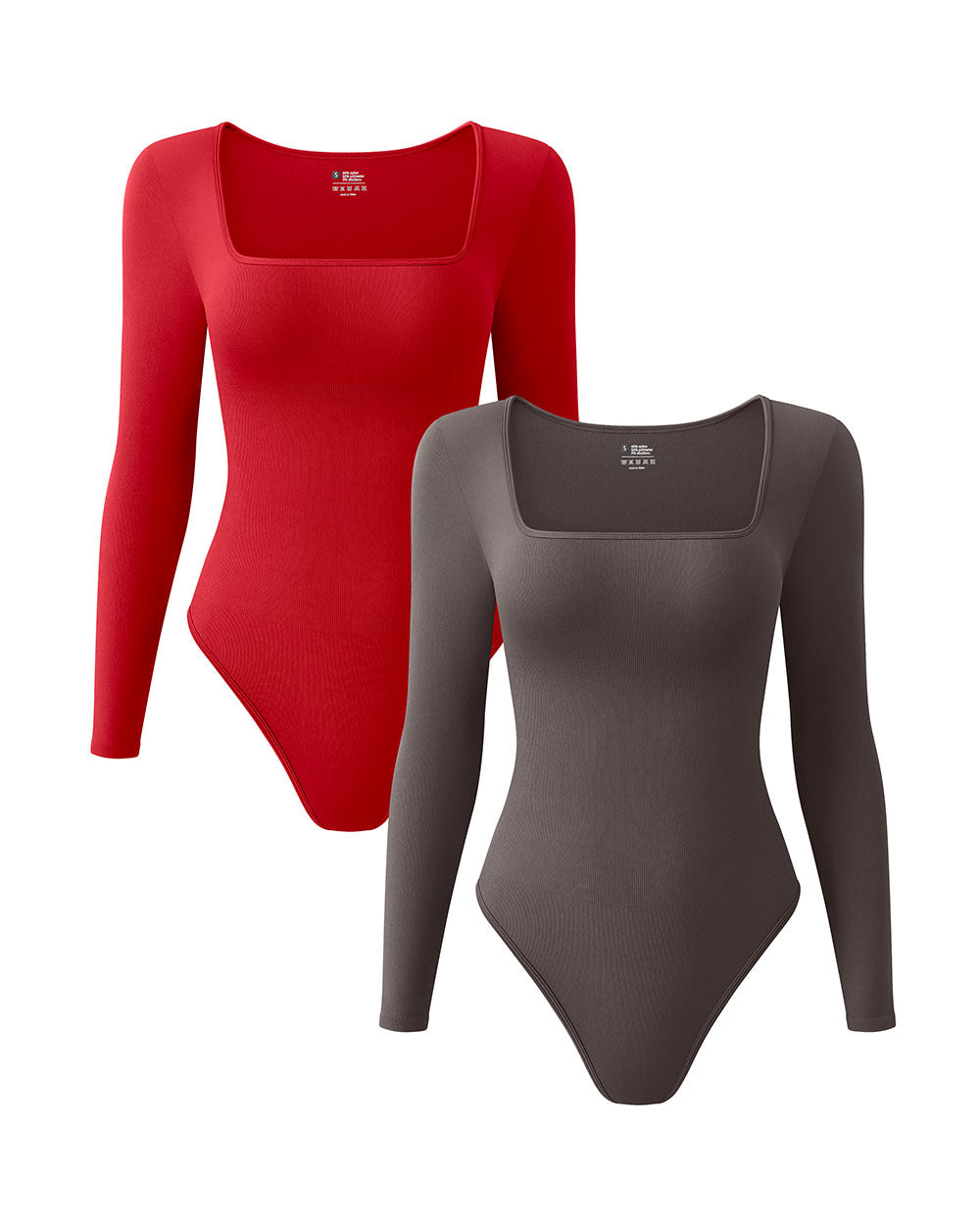 Square Neck Long Sleeve Bodysuits