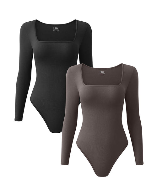 Square Neck Long Sleeve Bodysuits