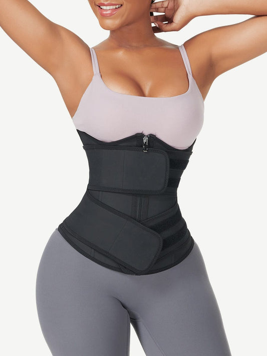 Natravor™ Wholesale Black Under Bust Latex Waist Trainer Double Belt Waist Control